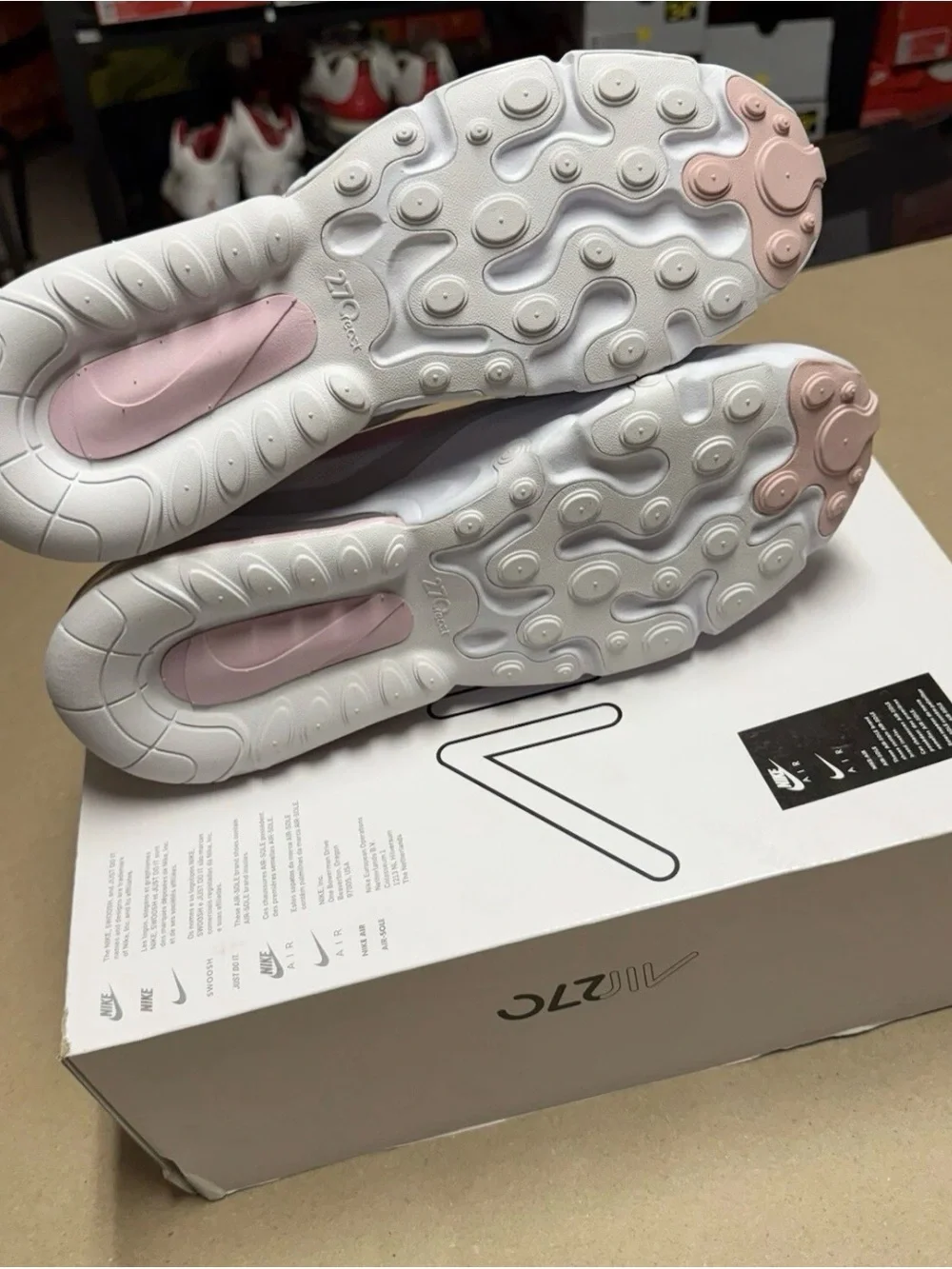 Nike Air Max 270 React White Pink Foam Women’s size 12 Running NEW!